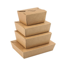 Takeout Rectangle Kraft Paper Recyclable Customized Salad Folding Packaging Box
